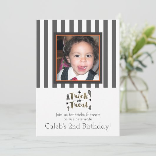 Trick or treat Ghosts Chic Halloween Party Foto Kaart (Staand voorkant)