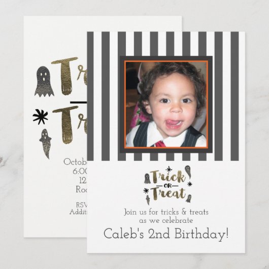 Trick or treat Ghosts Chic Halloween Party Foto Kaart (Voorkant / Achterkant)