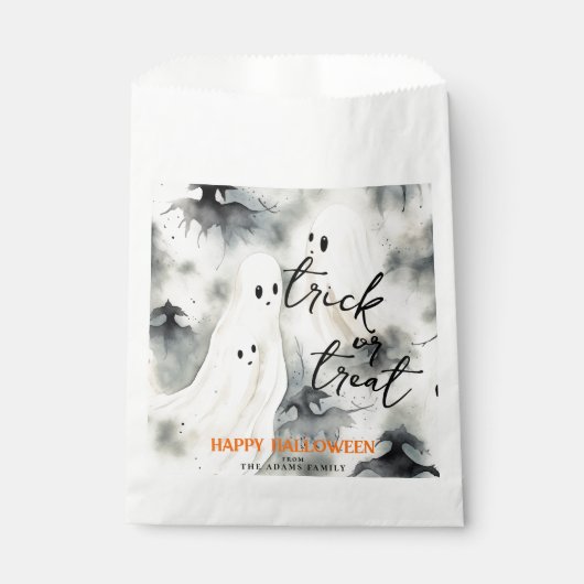 Trick or treat Ghosts gepersonaliseerd Happy Hallo Bedankzakje (Voorkant)