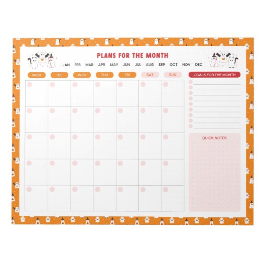 Trick or treat Ghosts Maandelijks te doen Lijst Pl Notitieblok (Voorkant)