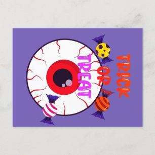 Trick or treat - Giant Eyeball and Halloween Snoep Briefkaart