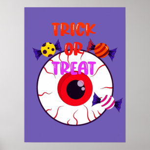 Trick or treat - Giant Eyeball and Halloween Snoep Poster