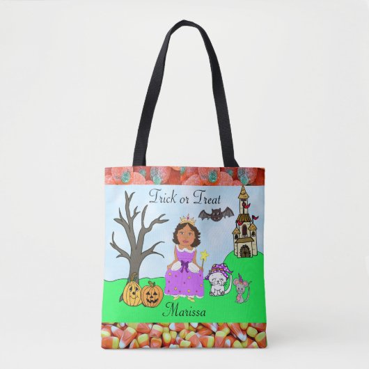Trick or treat Girlprinses Halloween Snoep Tote Bag (Voorkant)