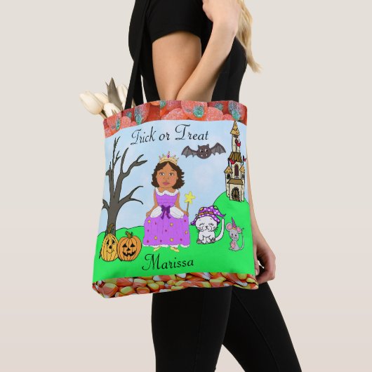 Trick or treat Girlprinses Halloween Snoep Tote Bag (Dichtbij)
