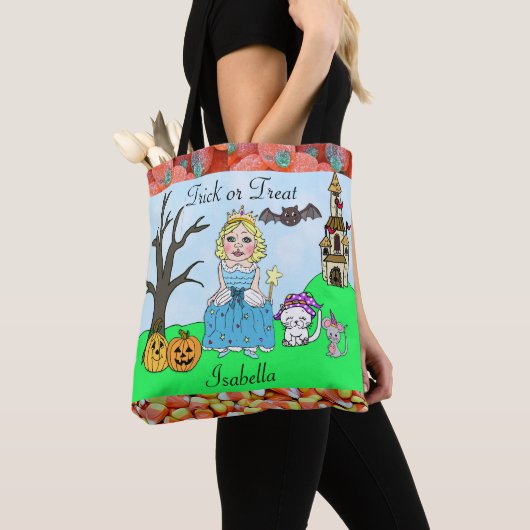 Trick or treat Girlprinses Halloween Snoep Tote Bag (Dichtbij)
