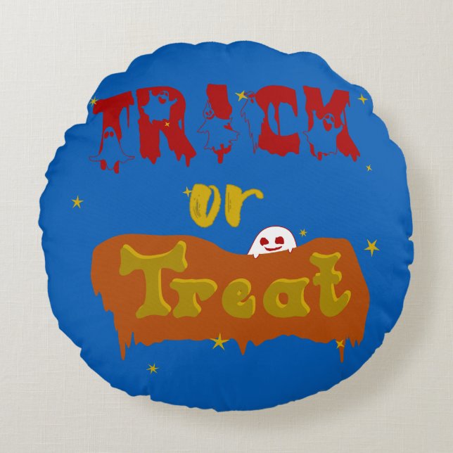 Trick or Treat Grappige Boe Halloween Rond Kussen (Voorkant)