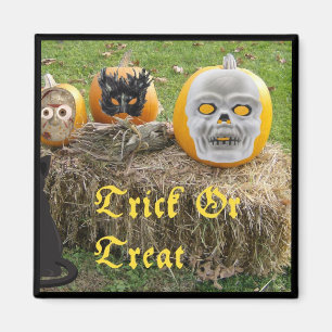 Trick Or Treat Griezelige Pompoenen op Hooiberg Magneet
