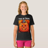 Trick or treat grillige Jack-O-Lantern pompoen T-shirt (Voorkant volledig)