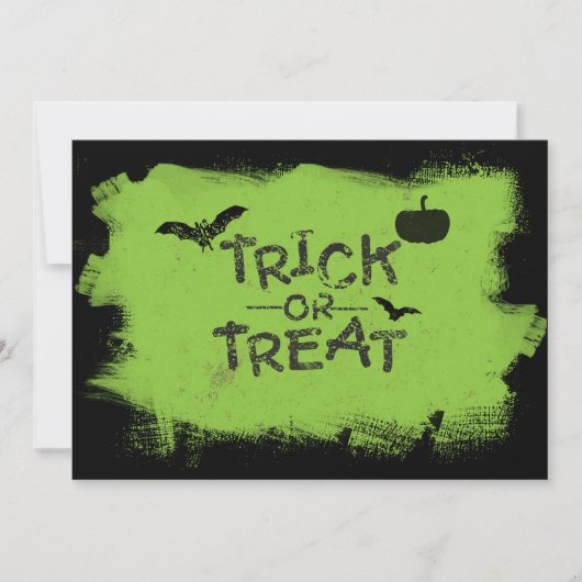 Trick or treat groen & zwart Halloween Invitation Kaart (Voorkant)