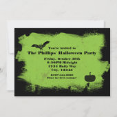 Trick or treat groen & zwart Halloween Invitation Kaart (Achterkant)