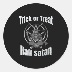 trick or treat Hail Satan Pentagram Goat Ronde Sticker