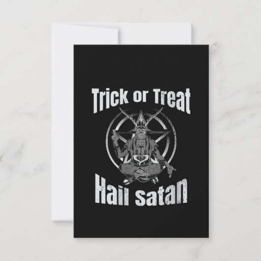 Trick or treat Hail Satan Pentagramgeit Bedankkaart (Voorkant)