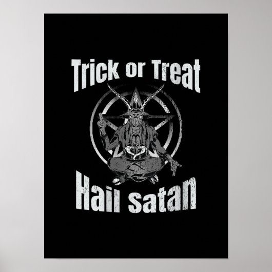 Trick or treat Hail Satan Pentagramgeit Poster (Voorkant)