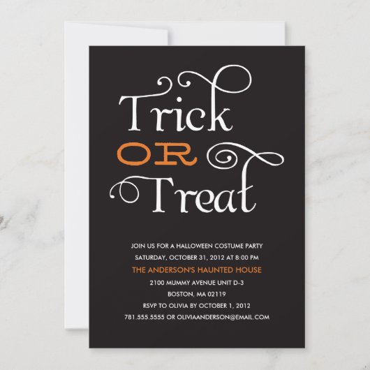 TRICK OR TREAT | HALLOEEN PARTIJINVITATIE KAART (Voorkant)