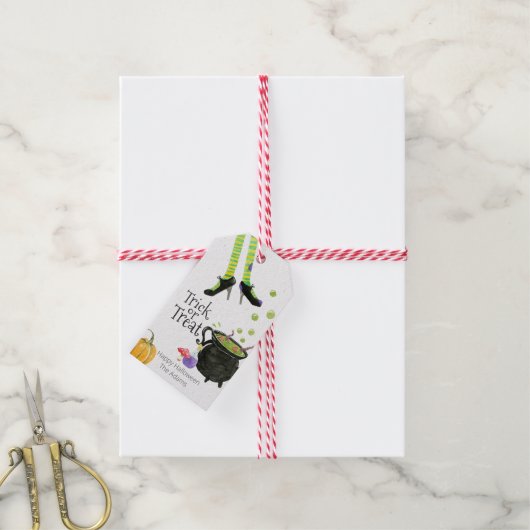 Trick or treat Halloween aangepast label Cadeaulabel (Met Touw)