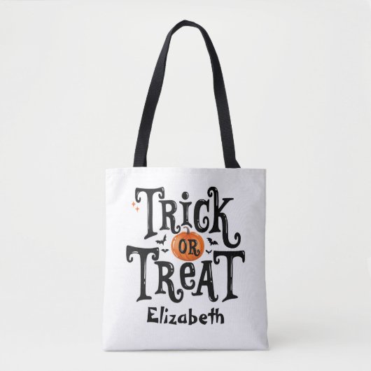 Trick or treat Halloween Aangepaste naam Tote Bag (Voorkant)