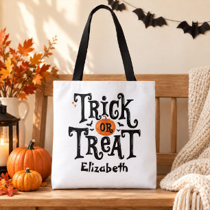 Trick or Treat Halloween Aangepaste Naam Tote Bag