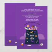 Trick or treat Halloween Bag Invitation Kaart (Voorkant / Achterkant)