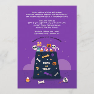 trick or treat Halloween Bag Invitation Kaart