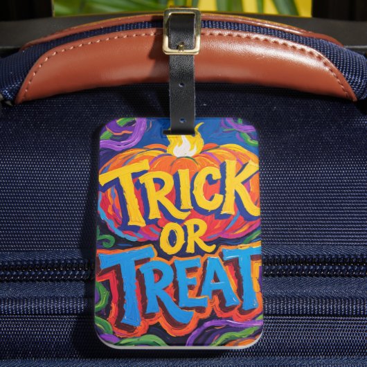 "Trick or treat" Halloween Bagagelabel (Voorkant Insitu 2)