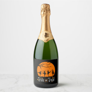 Trick or Treat Halloween Ballet Silhouette Sparkling Wijnetiket