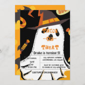 Trick or treat, Halloween Bats, Ghost Invitation Kaart (Voorkant / Achterkant)