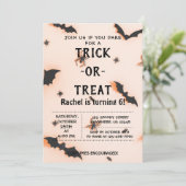 Trick or treat, Halloween Bats Invitation Kaart (Staand voorkant)