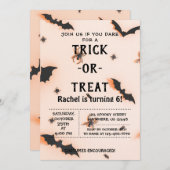 Trick or treat, Halloween Bats Invitation Kaart (Voorkant / Achterkant)