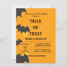 Trick or treat, Halloween Bats Invitation Kaart