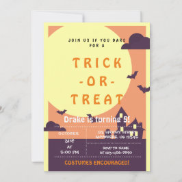 Trick or treat, Halloween Bats, Spooky Invitation Kaart