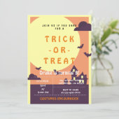 Trick or treat, Halloween Bats, Spooky Invitation Kaart (Staand voorkant)