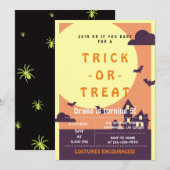 Trick or treat, Halloween Bats, Spooky Invitation Kaart (Voorkant / Achterkant)