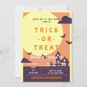 Trick or treat, Halloween Bats, Spooky Invitation Kaart
