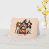 Trick or treat Halloween Beagle Dogs Kaart (Gele Bloem)