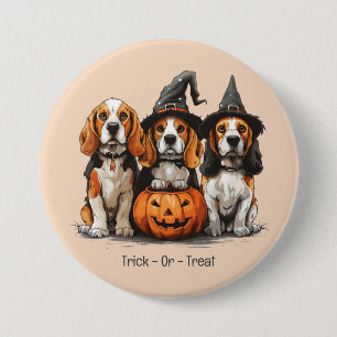 Trick or treat Halloween Beagle Dogs Ronde Button 7,6 Cm