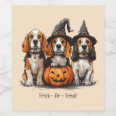 Trick or treat Halloween Beagle Dogs Wijn Etiket (Enkel label)