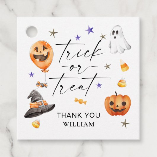 Trick or treat Halloween Birthday Party Bedankjes Labels (Voorkant)