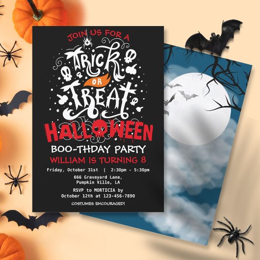 Trick or treat Halloween Birthday Party Kaart