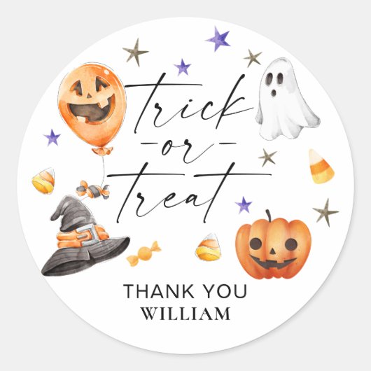 Trick or treat Halloween Birthday Party Ronde Sticker (Voorkant)