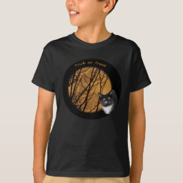 Trick or treat Halloween black cat & moon T-Shirt
