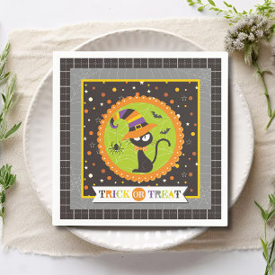 Trick or treat Halloween Black Cat Witch Servet