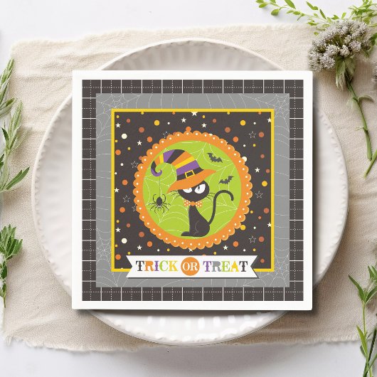 Trick or treat Halloween Black Cat Witch Servet