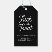 Trick or treat Halloween Black met White Text Gif Cadeaulabel (Achterkant)