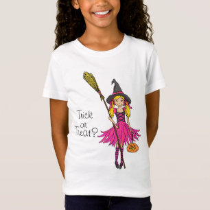 Trick or treat? Halloween blonde roze meisje t-shi T-shirt