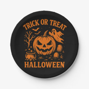 Trick or treat Halloween-Borden Papieren Bordje