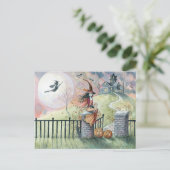 Trick or treat Halloween Briefkaart Witch Cat (Staand voorkant)