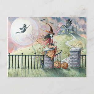 Trick or treat Halloween Briefkaart Witch Cat