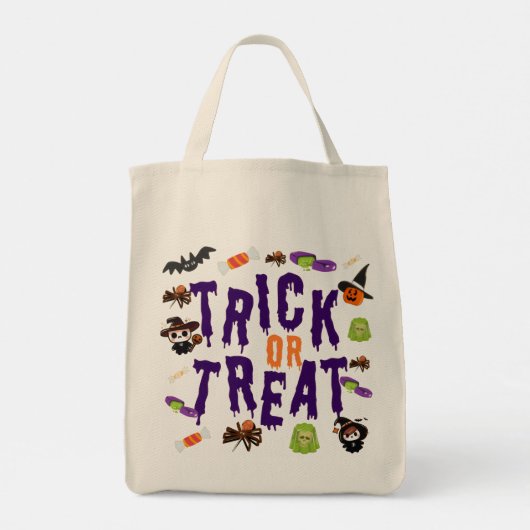Trick or treat Halloween Canvas tas - Schattige en (Achterkant)