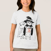 Trick or treat Halloween Cat Witch Ghost Tri-Blend Shirt (Voorkant)