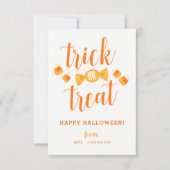 Trick or treat Halloween Classroom-kaarten Kaart (Voorkant)